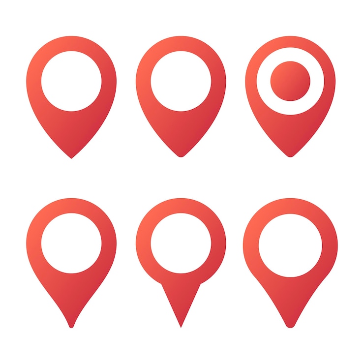 Vecteur gratuit définition des épingles d'emplacement du gradient