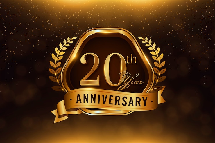 Vecteur gratuit dégradé 20e anniversaire ou carte d'anniversaire