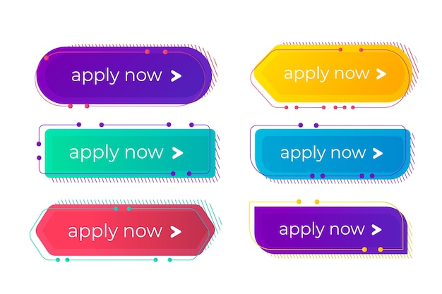 Vecteur gratuit dégradé appliquer maintenant la collection d'étiquettes
