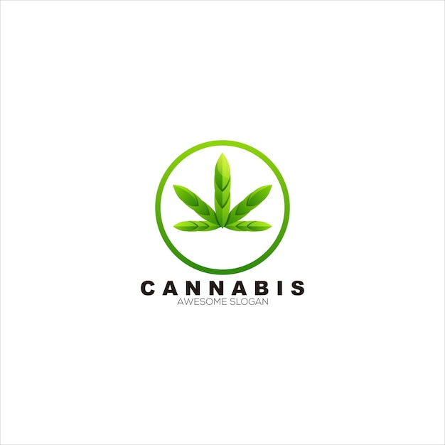 Dégradé Coloré De Logo De Cannabis