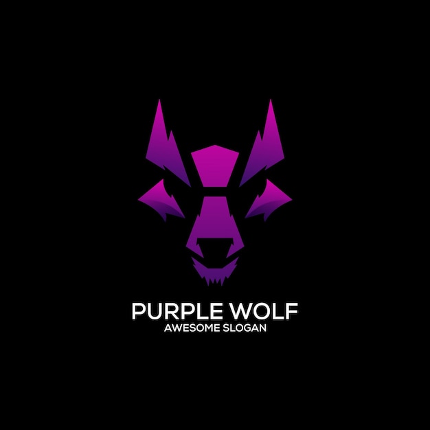 Vecteur gratuit dégradé de conception de logo de loup violet coloré