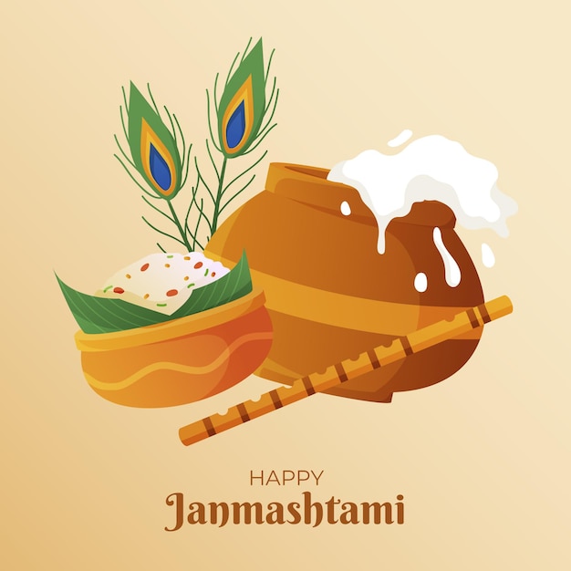 Dégradé krishna janmashtami illustration