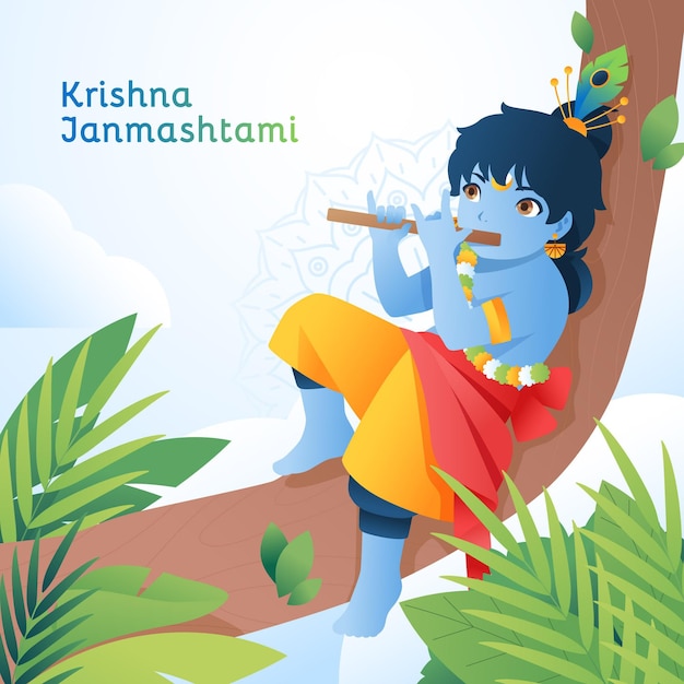 Dégradé Krishna Janmashtami Illustration