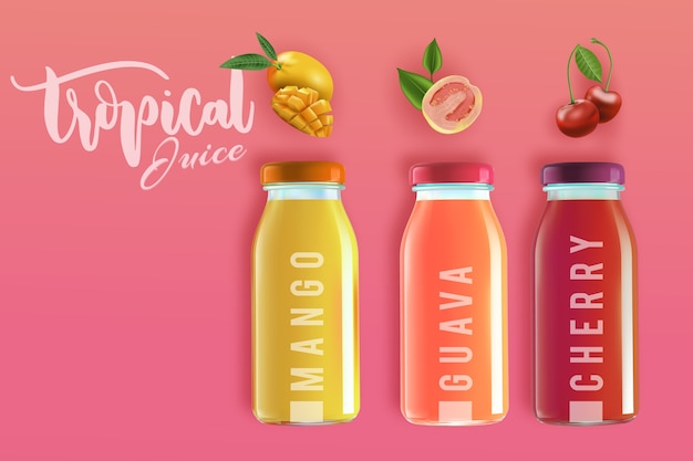 Vecteur gratuit délicieuse annonce de jus naturel tropical