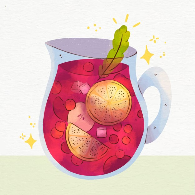 Délicieuse boisson rafraîchissante à la sangria illustrée