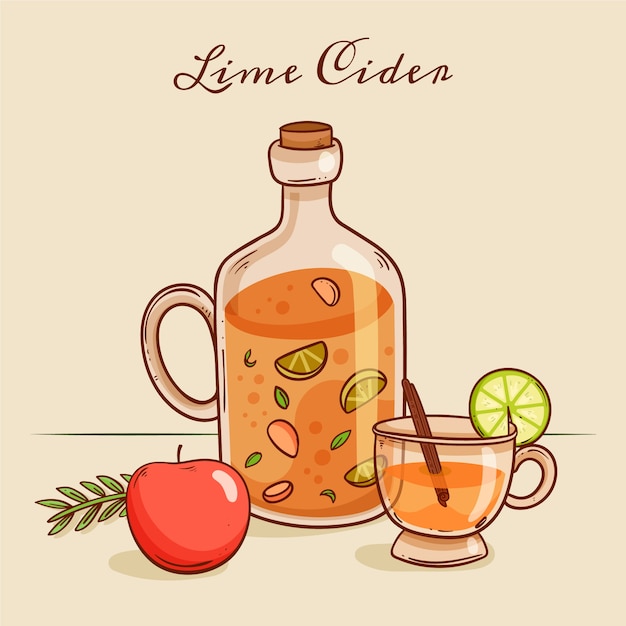 Vecteur gratuit délicieuse illustration de boisson au cidre