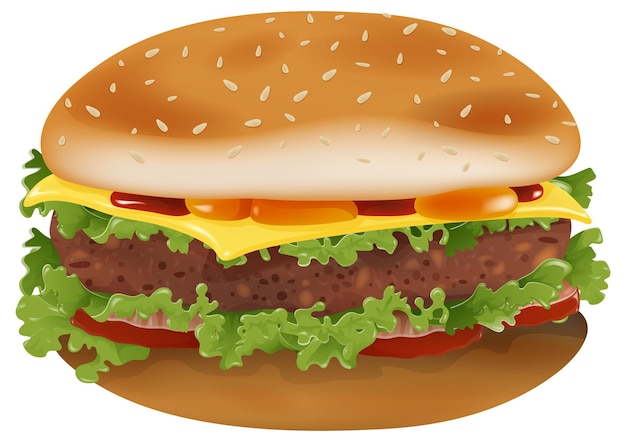 Vecteur gratuit une délicieuse illustration de cheeseburger classique