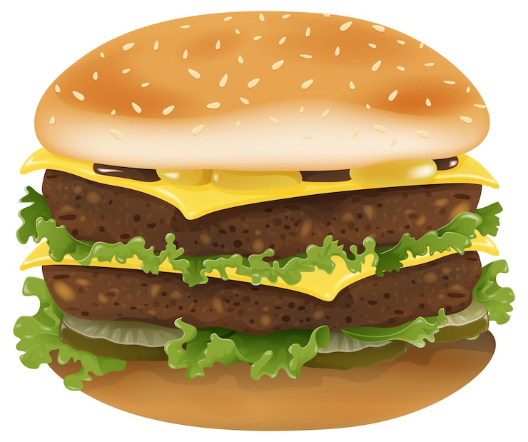 Vecteur gratuit une délicieuse illustration de cheeseburger classique
