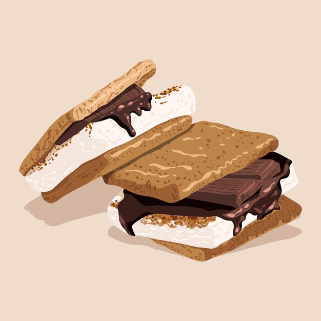 Délicieuse illustration détaillée de s'more