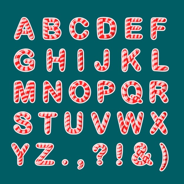 Délicieux alphabet de canne en bonbon