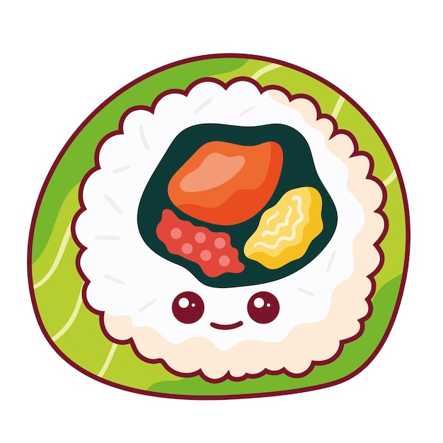 Vecteur gratuit délicieux sushi husomaki kawaii