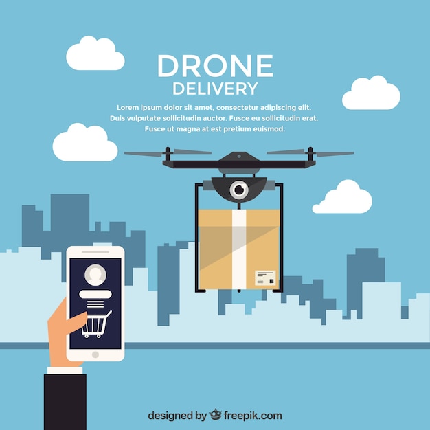 Vecteur gratuit delivery drone avec style moderne