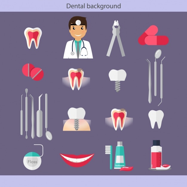 Vecteur gratuit dental icons collection de soins