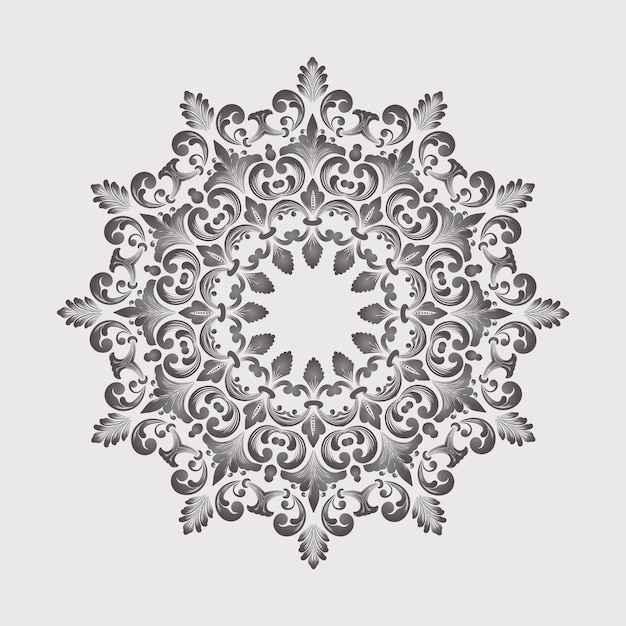 Vecteur gratuit dentelle ronde vectorielle avec éléments damassés et arabesques ornement traditionnel oriental de style mehndi