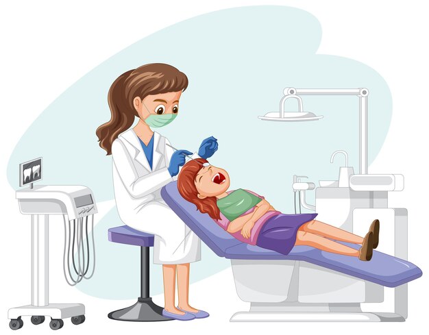 Dentiste, examiner, patient, dents