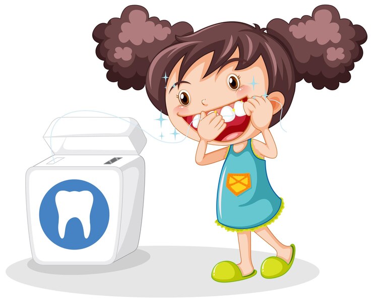 Vecteur gratuit dents dentaires de personnage de dessin animé de jolie fille