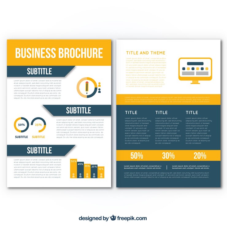 Vecteur gratuit dépliant d'affaires plat graphiques décoratifs