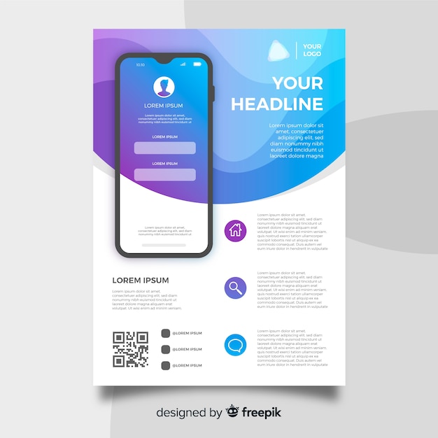 Vecteur gratuit dépliant d'application mobile