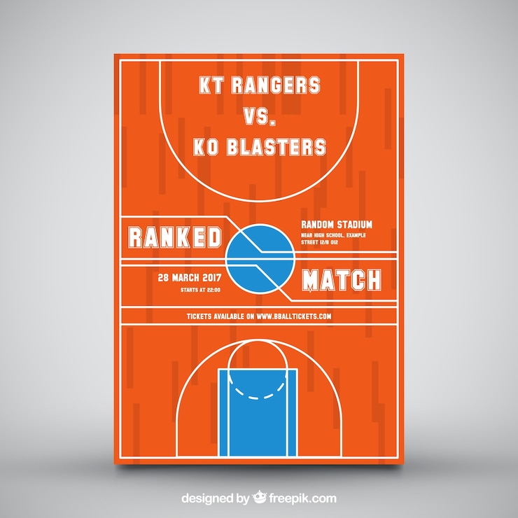 Vecteur gratuit dépliant de basket-ball orange