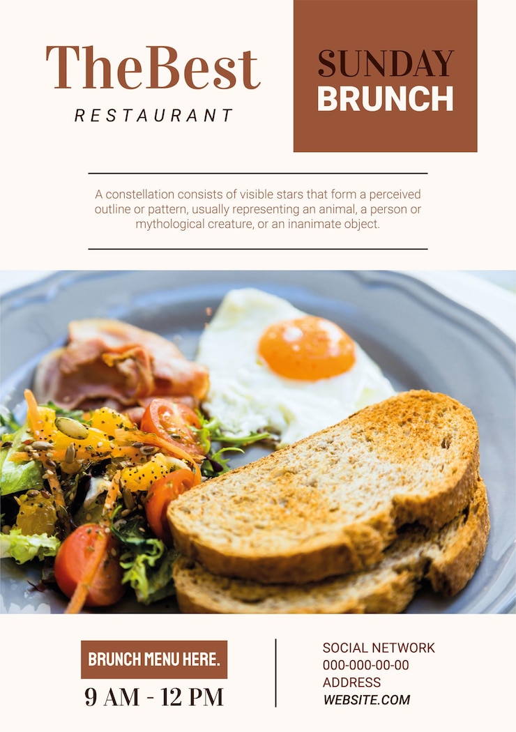 Vecteur gratuit dépliant de brunch moderne