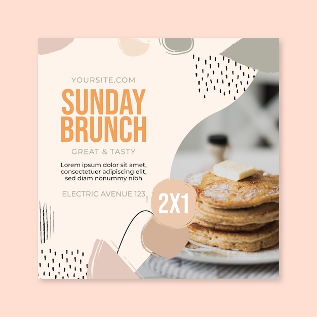 Vecteur gratuit dépliant carré du restaurant brunch du dimanche