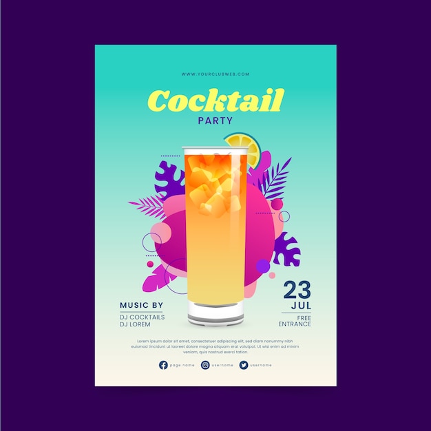 Vecteur gratuit dépliant de cocktail réaliste