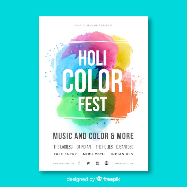 Vecteur gratuit dépliant du festival de holi