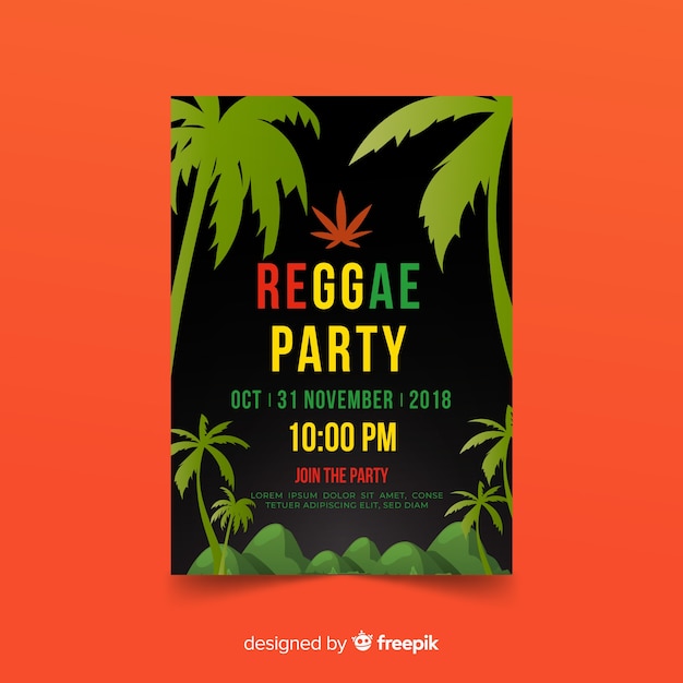 Vecteur gratuit dépliant du parti reggae