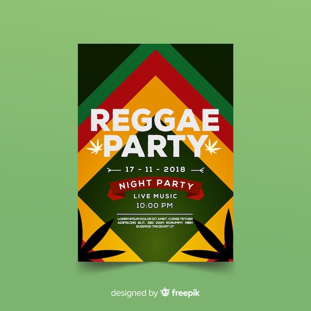 Vecteur gratuit dépliant du parti reggae