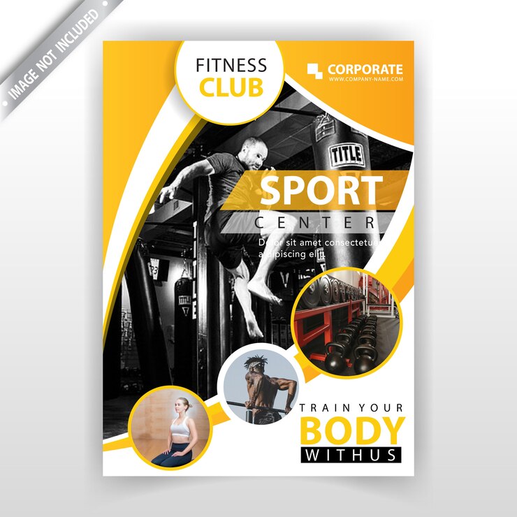 Vecteur gratuit dépliant jaune de remise en forme abstraite