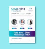 Vecteur gratuit dépliant de nuit de pitch de coworking minimaliste dégradé