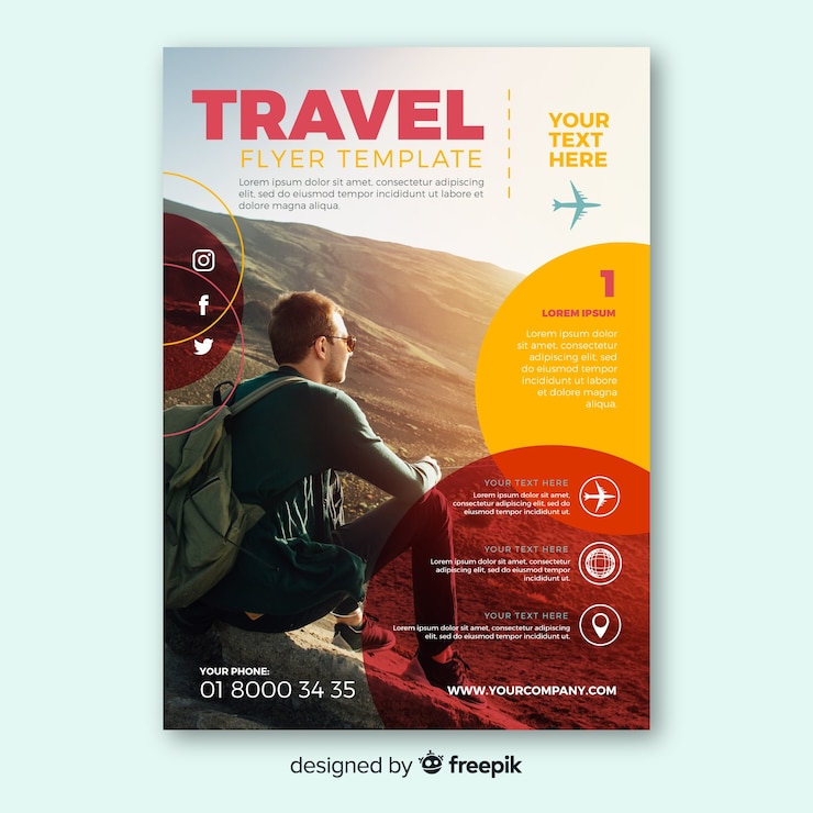 Vecteur gratuit dépliant photographique de voyage