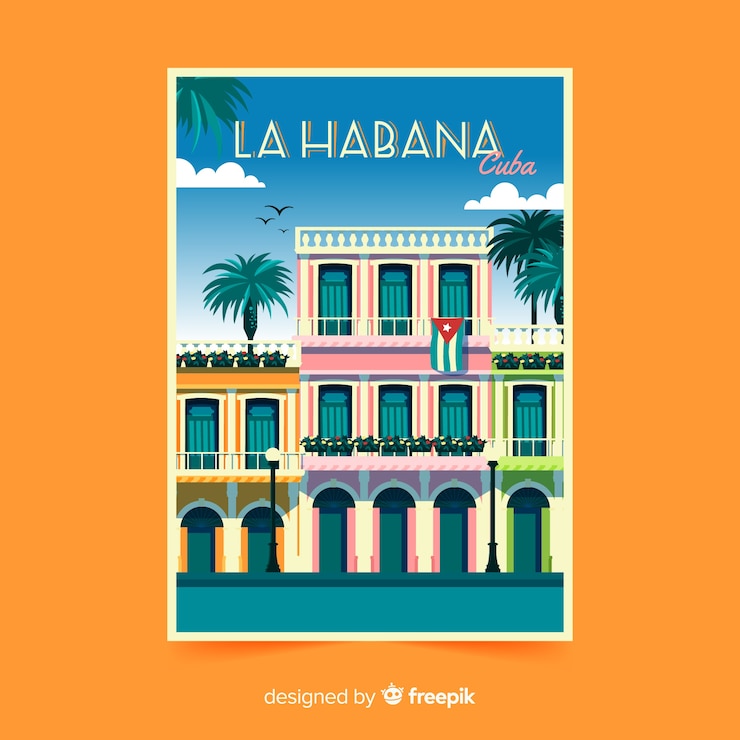 Vecteur gratuit dépliant promotionnel rétro la habana