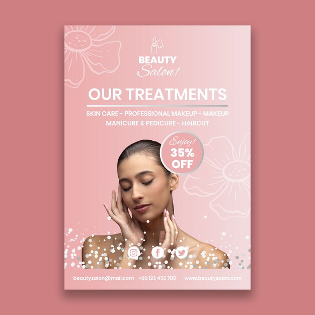 Dépliant de salon de beauté à effet glamour dégradé