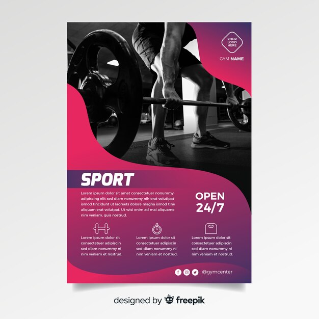 Dépliant sportif avec modèle d'image