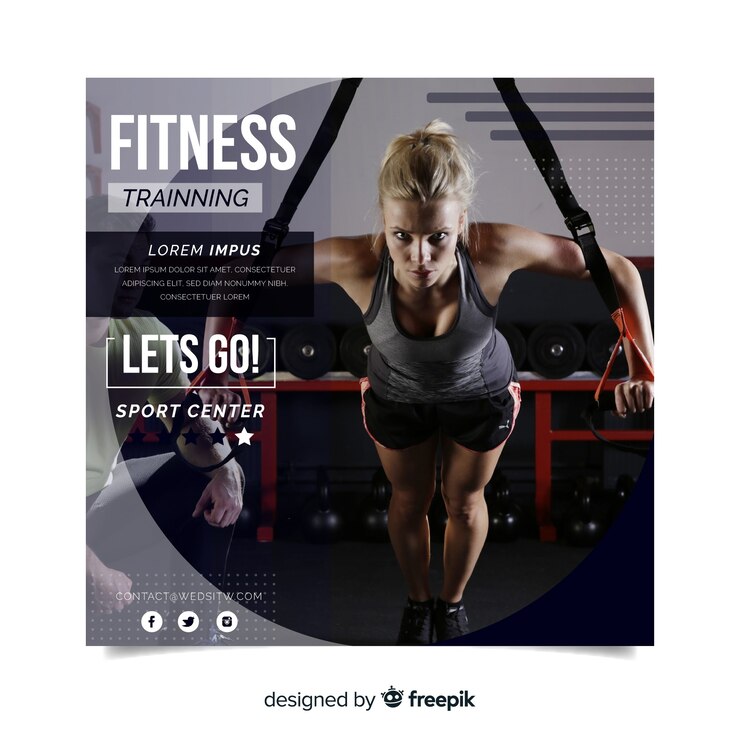 Vecteur gratuit dépliant sportif avec modèle de photo