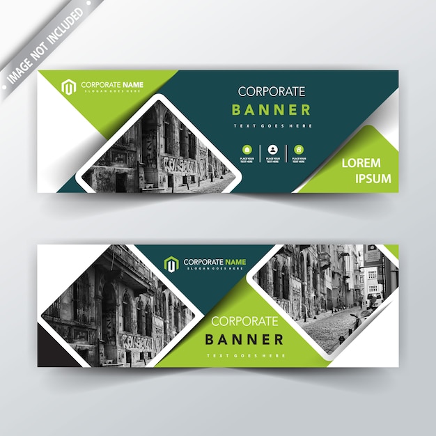 Vecteur gratuit design de bannière arrière et avant de vecteur vert