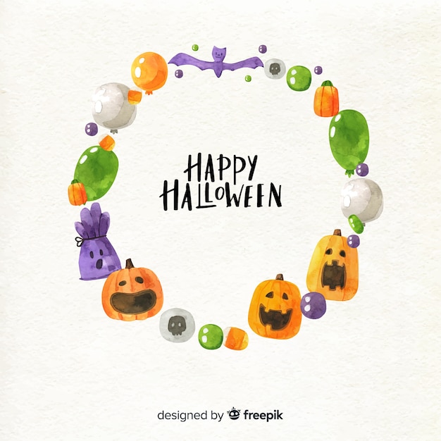 Vecteur gratuit design de cadre aquarelle halloween