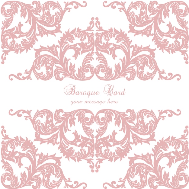 Vecteur gratuit design de carte baroque rose