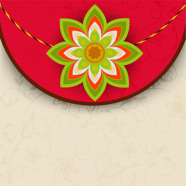 Design de carte de voeux élégant avec le magnifique Rakhi pour Indian Festival, Happy Raksha Bandhan.