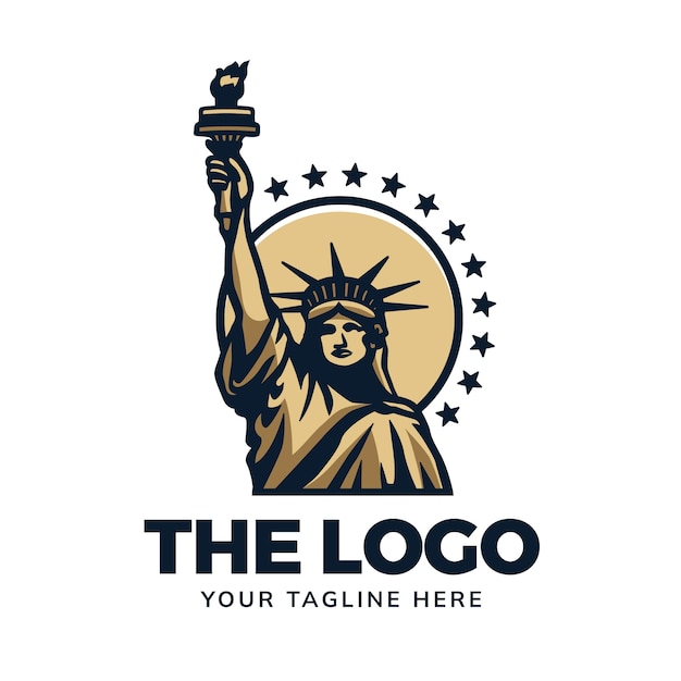 Vecteur gratuit design du logo de la statue de la liberté dessiné à la main