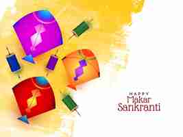 Vecteur gratuit design élégant de carte de fête indienne happy makar sankranti