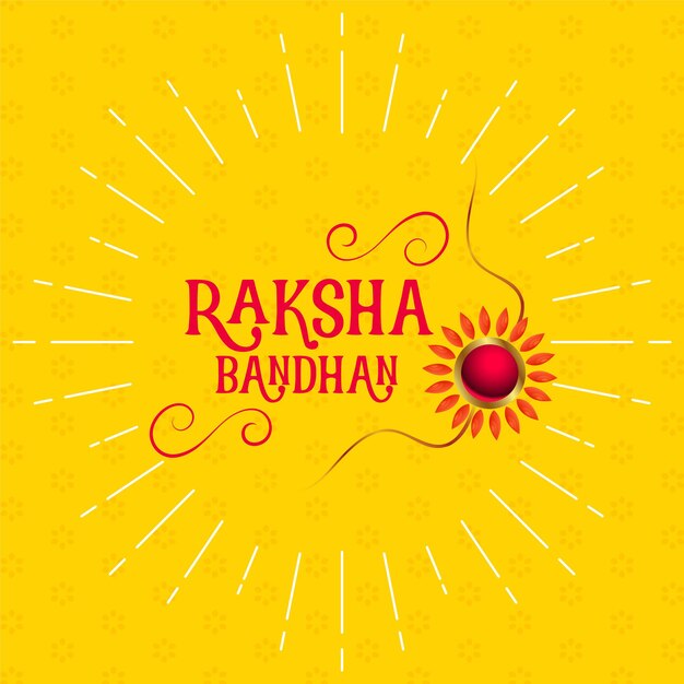 Design élégant de voeux jaune raksha bandhan