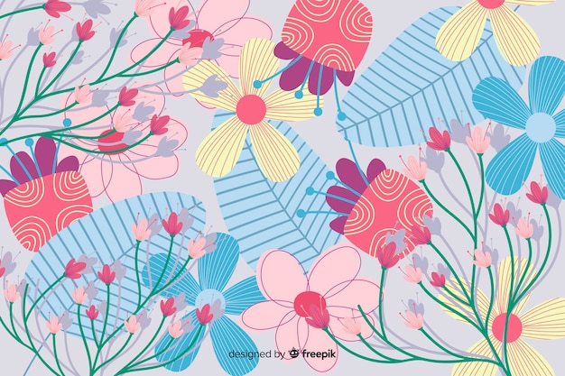 Vecteur gratuit design floral abstrait fond plat