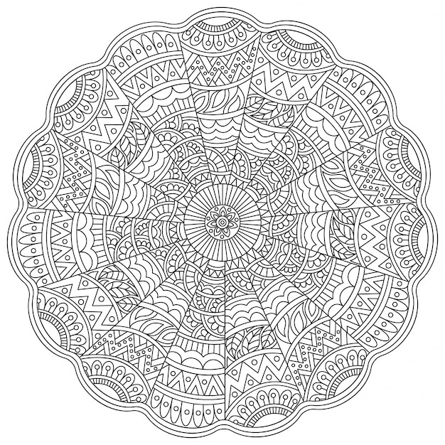 Vecteur gratuit design floral détaillé de mandala pour le livre à colorier, ornements décoratifs vintage, modèle de thérapie anti-stress.