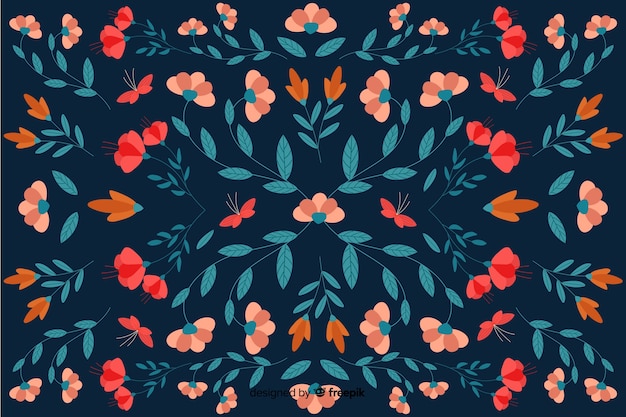 Vecteur gratuit design floral fond plat