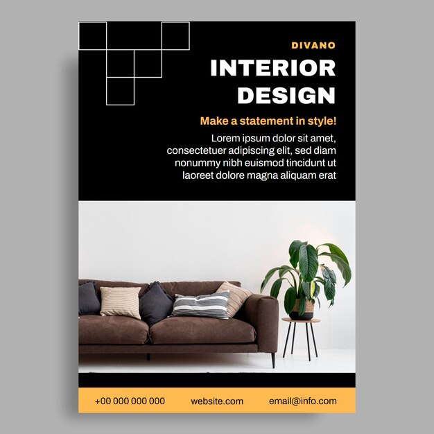 Design de flyer de design d'intérieur de divano