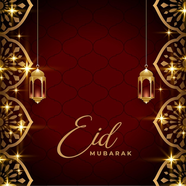 Design De Fond étincelant Doré Eid Mubarak