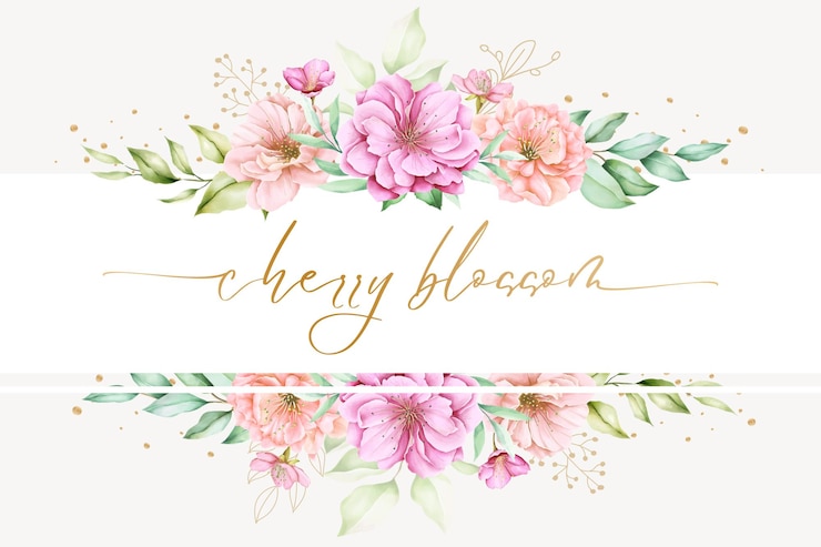 Vecteur gratuit design de fond floral fleur de cerisier dessiné à la main