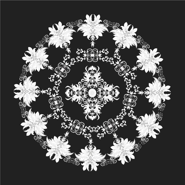 Design de fond de mandala noir et blanc